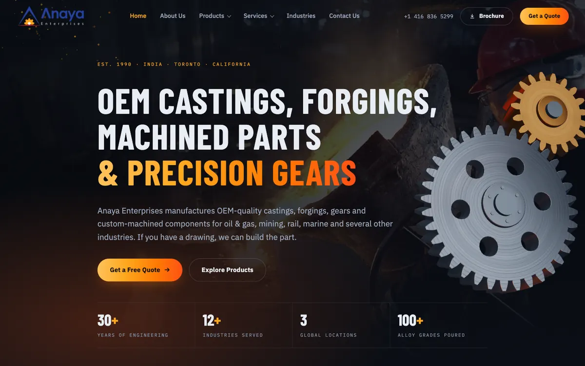 Anaya Enterprises homepage on a computer
