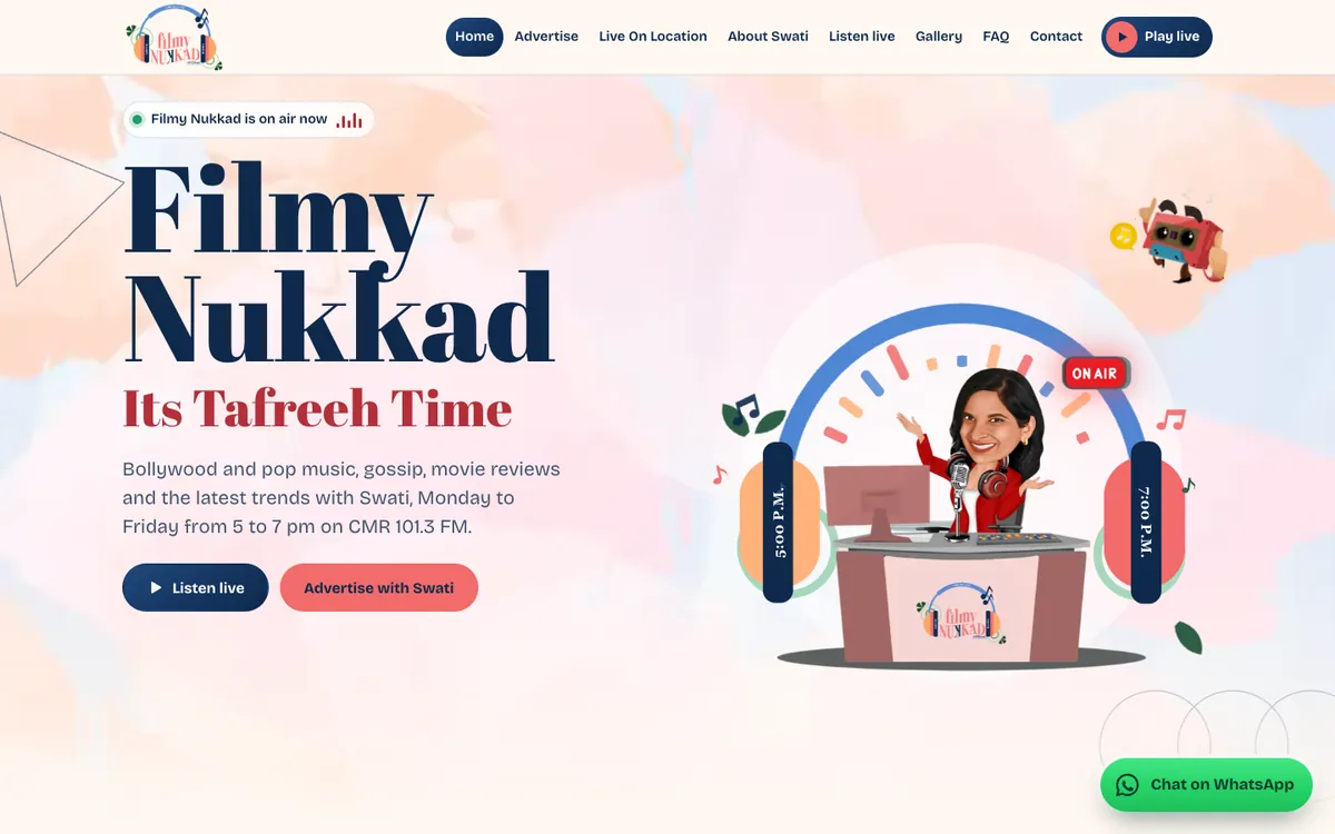 Filmy Nukkad homepage on a computer